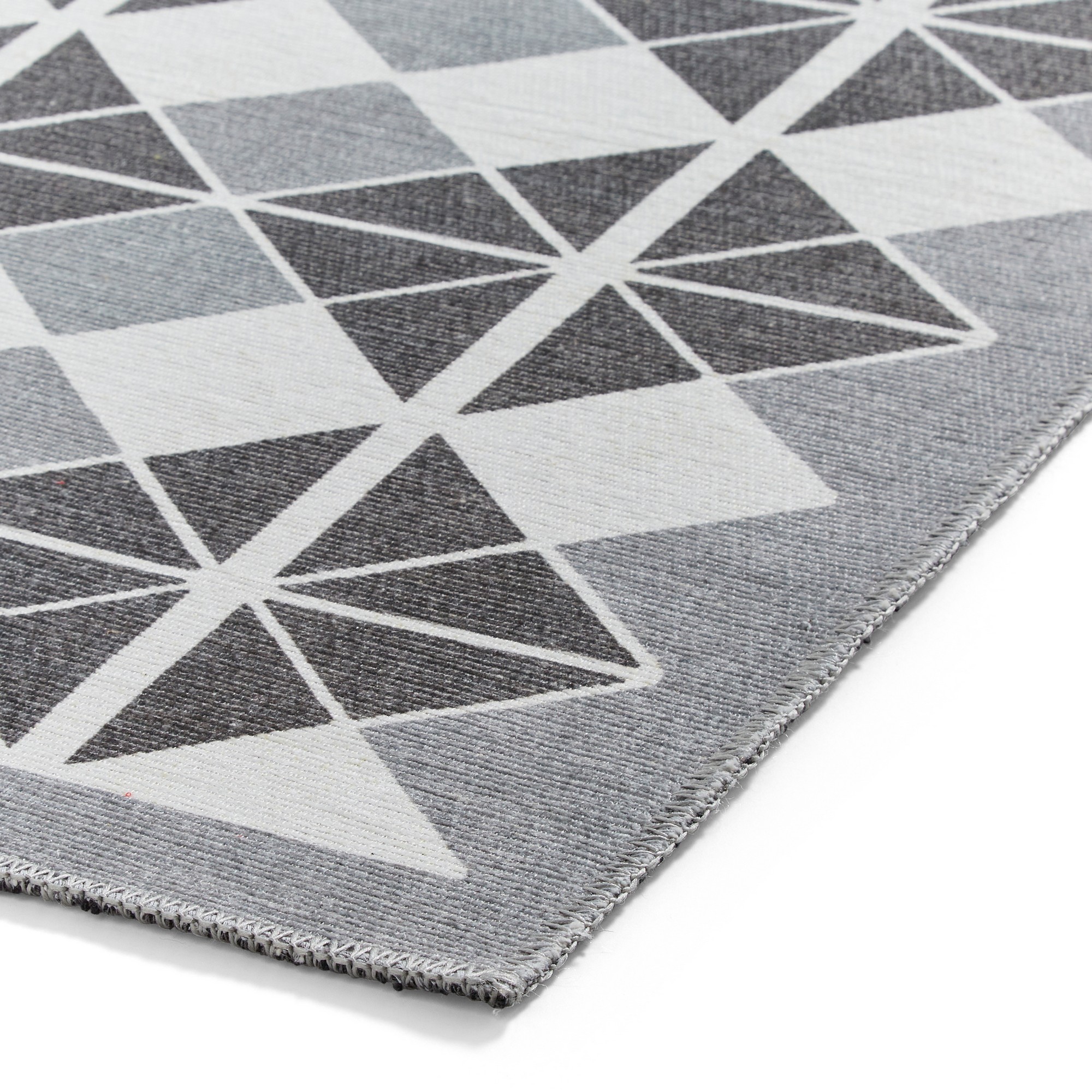 Victoria H1184 Modern Geometric Washable Rugs In Grey Dark Grey